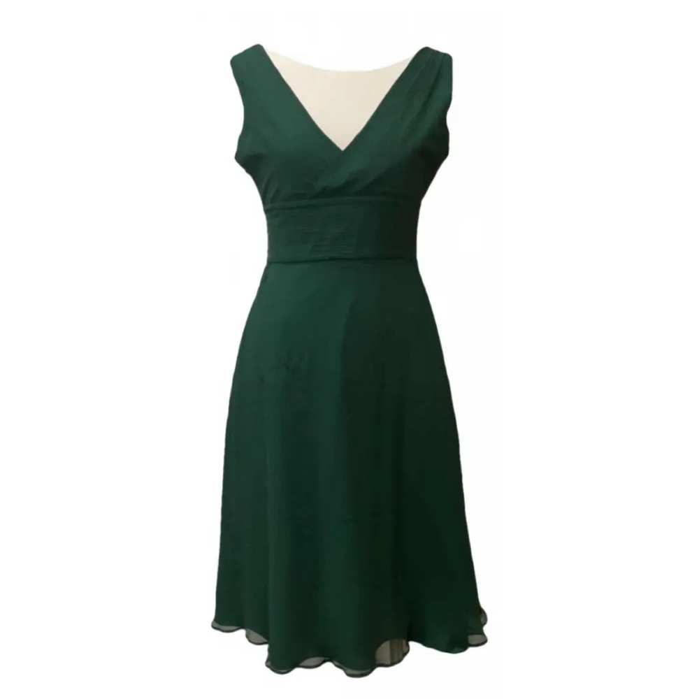 J.Crew emerald green silk sleeveless tea dress, size 6 petite
